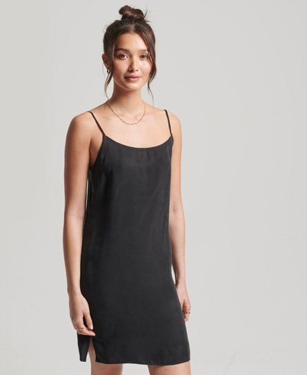 Women's Cupro Mini Slip Dress Black - Size: 8