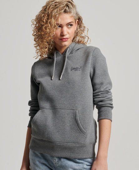 Women's Vintage Logo Embroidered Hoodie Grey / Charcoal Grey Marl - Size: 8