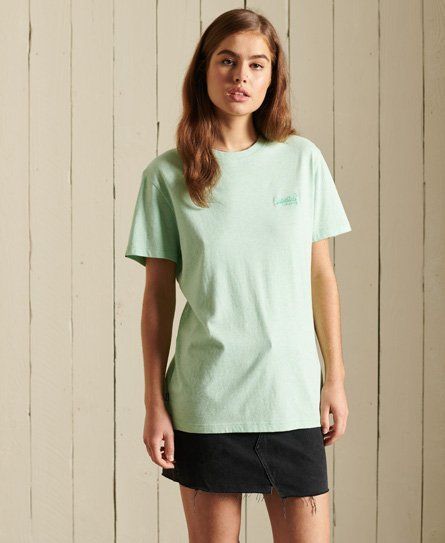 Women's Organic Cotton Loose Fit Vintage Logo T-Shirt Green / Spearmint Marl - Size: L