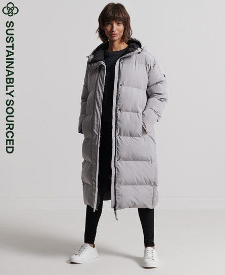 Women's Longline Duvet Coat Light Grey / Flat Grey - Size: 10