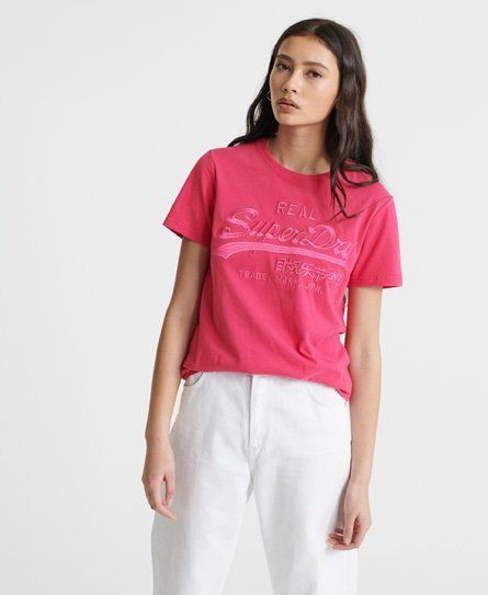 Women's Vintage Logo Tonal Embroidery T-Shirt Pink / Magenta - Size: 8