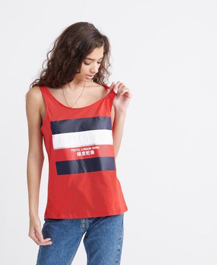 Women's Stripe Block Classic Vest Top Red / Apple Red - Size: 6