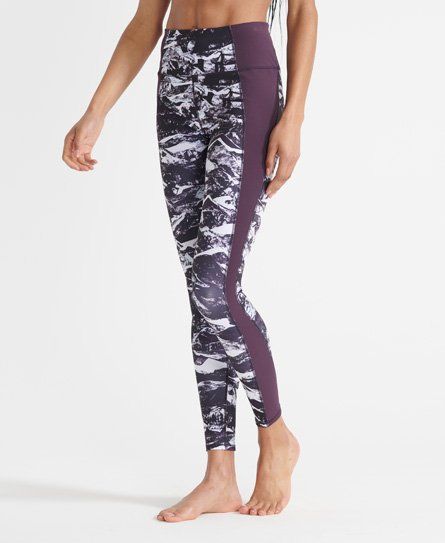 Women's Sport Flex High Waist Leggings Purple / Mountainscape Print - Size: 8