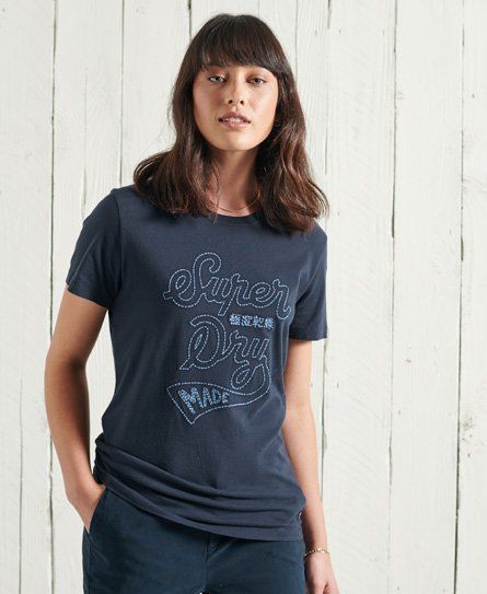 Women's Re-Worked Classics Applique T-Shirt Dark Blue / Downhill Navy - Size: 8