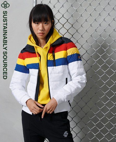 Women's Colourblock Fuji Bomber Jacket White - Size: 8