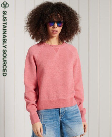 Women's Core Organic Cotton Crew Jumper Pink / Cali Surf Pink Grit - Size: 16