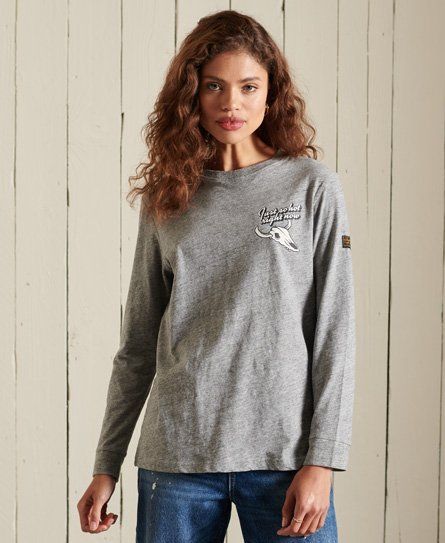 Women's Heritage Mountain Long Sleeve Top Grey / Athletic Grey Marl - Size: 10