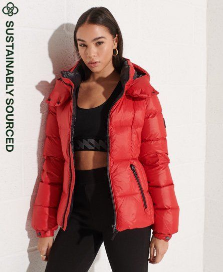 Women's Mountain Hooded Down Jacket Red / Risk Red - Size: 16
