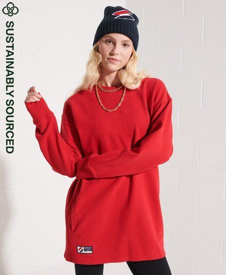 Women's Organic Cotton Code Oversized Crew Dress Red / Risk Red - Size: XS/S