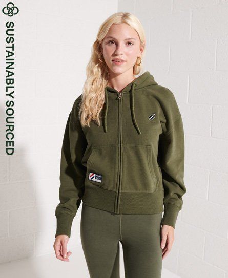 Women's Code Essential Zip Hoodie Green / Dark Moss - Size: 8