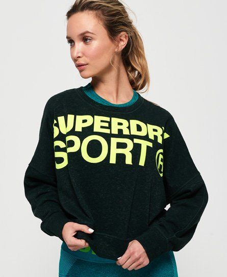 Women's Active Batwing Crop Sweatshirt Green / Botanical Green/Lemonade - Size: 10