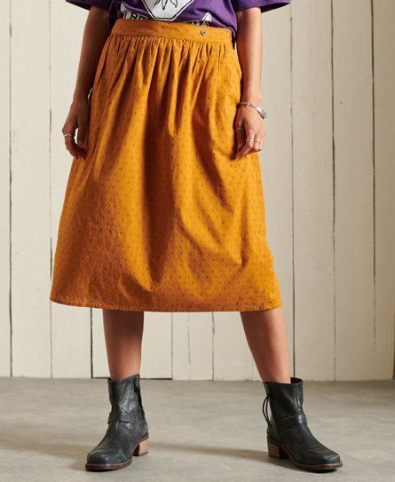 Women's Woven Midi Skirt Yellow / Turmeric Tan - Size: 8