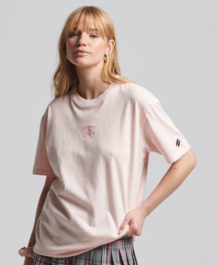 Women's Code Logo Garment Dye Loose T-Shirt Pink / Pink Clay - Size: 6