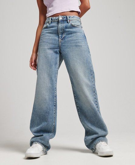 Women's Organic Cotton Wide Leg Jeans Light Blue / Houston Mid Vintage - Size: 32/30