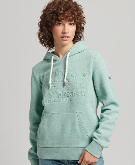 Women's Embossed Graphic Logo Hoodie Turquoise / Sage Marl - Size: 6