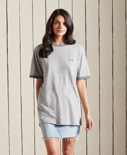 Women's Organic Cotton Loose Fit Vintage Logo T-Shirt Light Grey / Grey Grit - Size: M