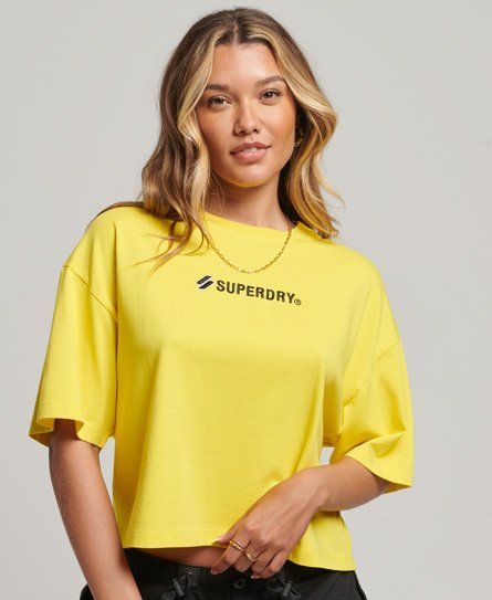Women's Sport Logo Oversized Boxy T-Shirt Yellow / Quince - Size: 10