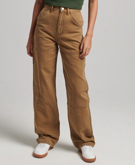 Women's Wide Leg Carpenter Pants Brown / Sandstone - Size: 30/30
