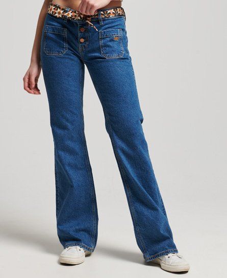 Women's Organic Cotton Vintage Low Rise Slim Flare Jeans Dark Blue / Van Dyke Mid Used - Size: 32/32