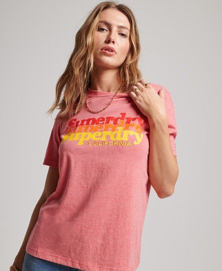 Women's Vintage Scripted Infill T-Shirt Red / Coral Red Heather - Size: 8