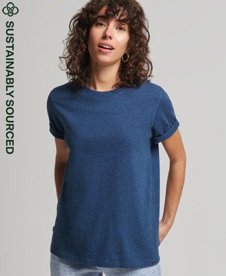 Women's Organic Cotton Vintage Logo T-Shirt Blue / Bright Blue Marl - Size: 6