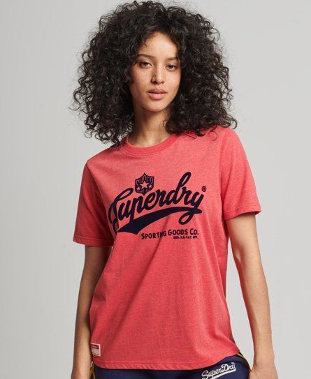 Women's Vintage Script Style College T-Shirt Red / Papaya Red Marl - Size: 6