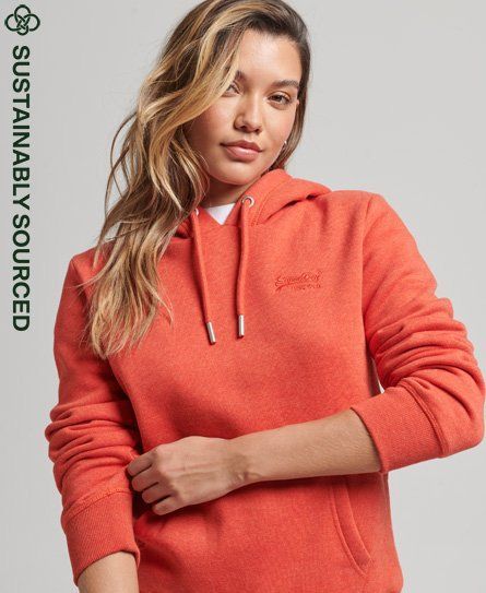 Women's Organic Cotton Essential Logo Hoodie Orange / Bright Orange Marl - Size: 6