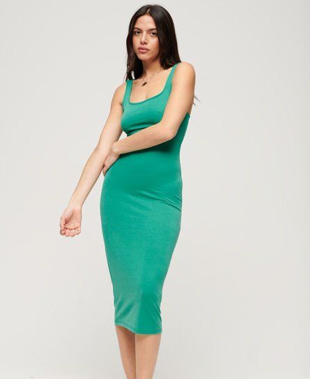 Women's Square Neck Jersey Midi Dress Green / Greenlake - Size: 16