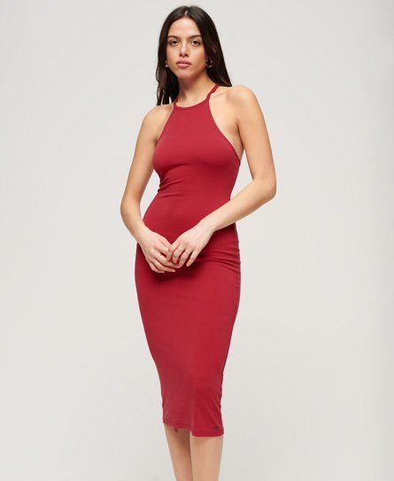 Women's T Back Jersey Midi Dress Red - Size: 12