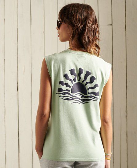 Women's Cali Surf Classic Logo Tank Top Green / Pastel Sage - Size: 10