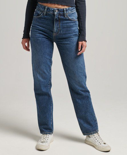 Women's Organic Cotton High Rise Straight Jeans Dark Blue / Fulton Vintage Blue - Size: 27/30