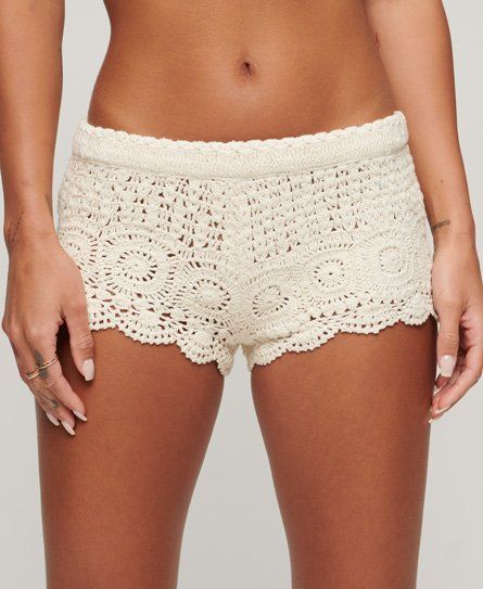 Women's Crochet Shorts White / Buttercream - Size: 6-8