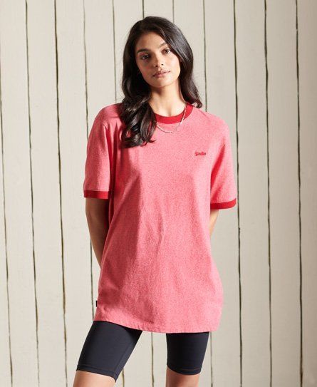 Women's Organic Cotton Loose Fit Vintage Logo T-Shirt Red / Monroe Red Grit - Size: M
