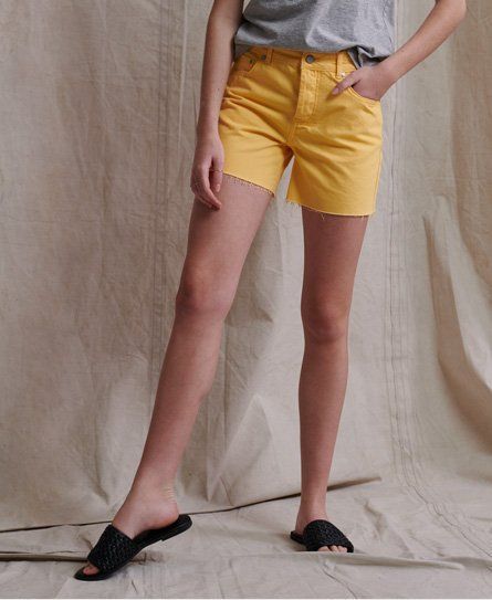 Women's Denim Mid Length Shorts Yellow / Banana Cream - Size: 24