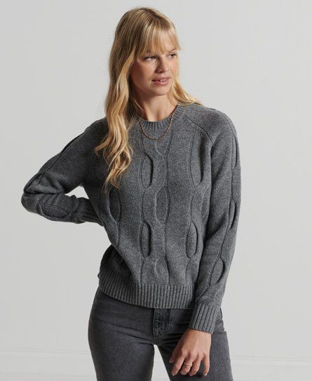 Women's Studios Cable Knit Jumper Dark Grey / Mid Grey Marl - Size: 8