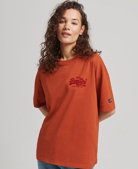 Women's Vintage Logo Box Fit T-Shirt Orange / Burnt Orange - Size: 8