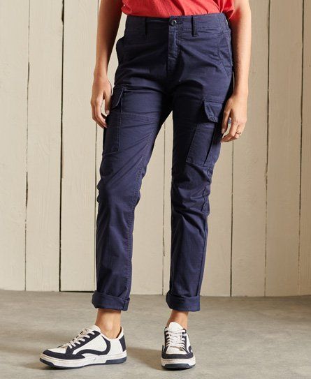 Women's Women's Cotton Slim Cargo Pants, Navy Blue Organic, Size: 26/30