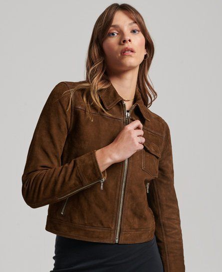 Women's Women's Fully Lined Desert Suede Jacket, Brown, Size: 12