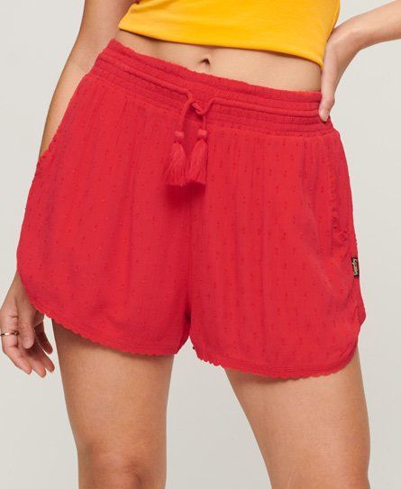 Women's Women's Classic Vintage Beach Shorts, Red, Size: 14