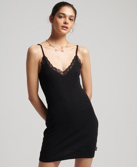 Women's Vintage Cami Lace Mini Dress Black - Size: 6