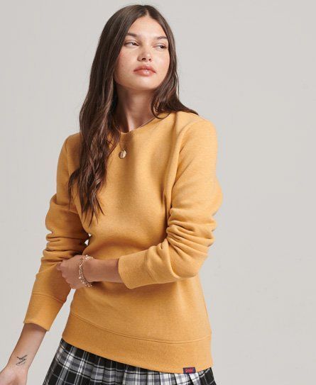 Women's Organic Cotton Essential Logo Crew Sweatshirt Yellow / Ochre Marl - Size: 14
