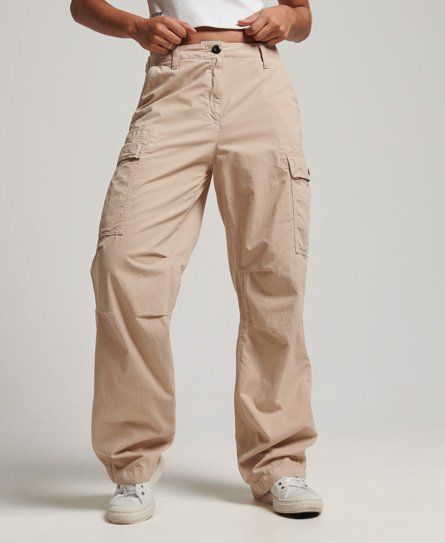 Women's Vintage Low Rise Cargo Trousers Brown / Stone Wash Taupe Brown - Size: 34