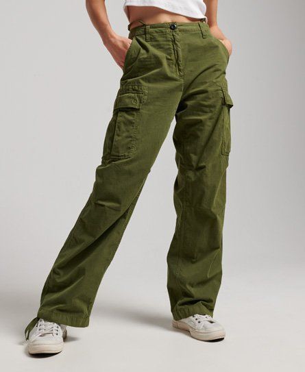 Women's Vintage Low Rise Cargo Trousers Green / Soft Moss Green - Size: 34