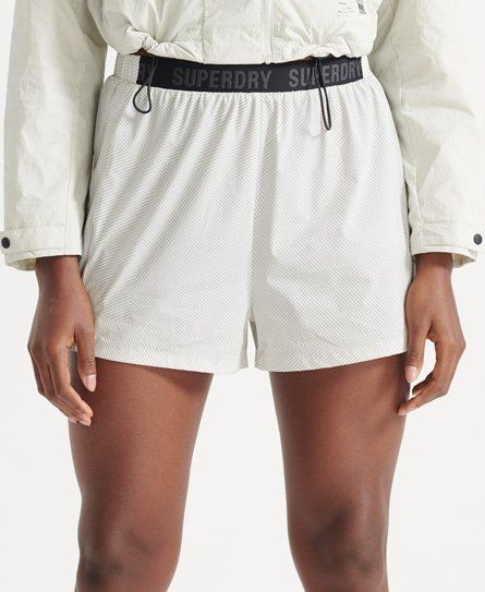 Women's Sport Run Double Layer Shorts Black / Black Spliced Stripe Print - Size: 12