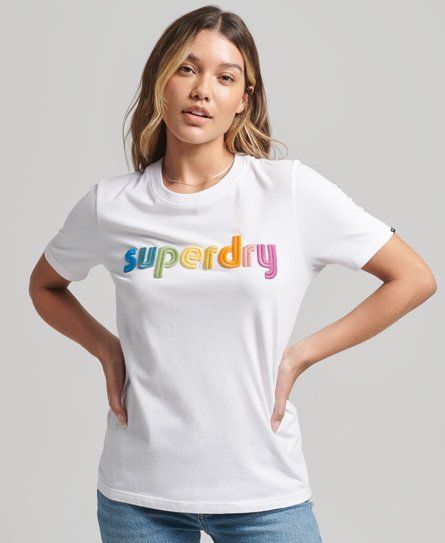 Women's Vintage Core Logo Rainbow T-Shirt White / Optic - Size: 8