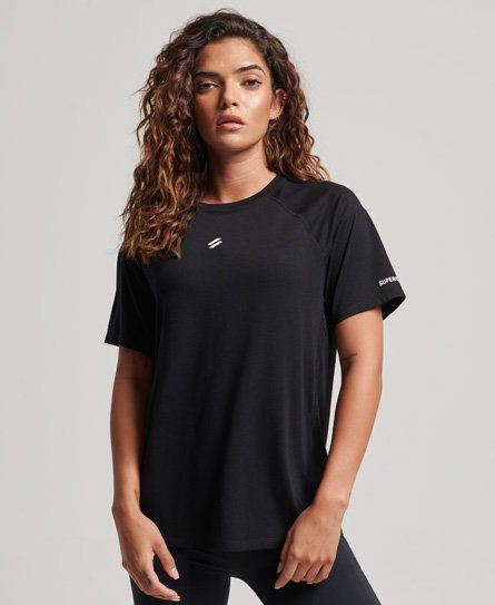 Women's Sport Run Short Sleeve T-shirt Black - Size: 12
