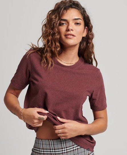 Women's Organic Cotton Essential Logo T-Shirt Red / Deepest Burgundy Grit - Size: 14