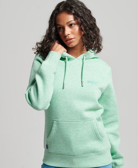 Women's Vintage Logo Embroidered Hoodie Green / Minted Marl - Size: 8