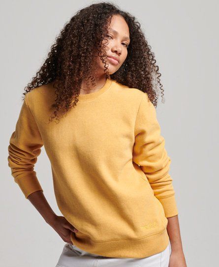 Women's Vintage Logo Embroidered Crew Sweatshirt Yellow / Ochre Marl - Size: 12