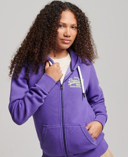 Women's Vintage Logo Neon Zip Hoodie Purple / Malibu Purple - Size: 10